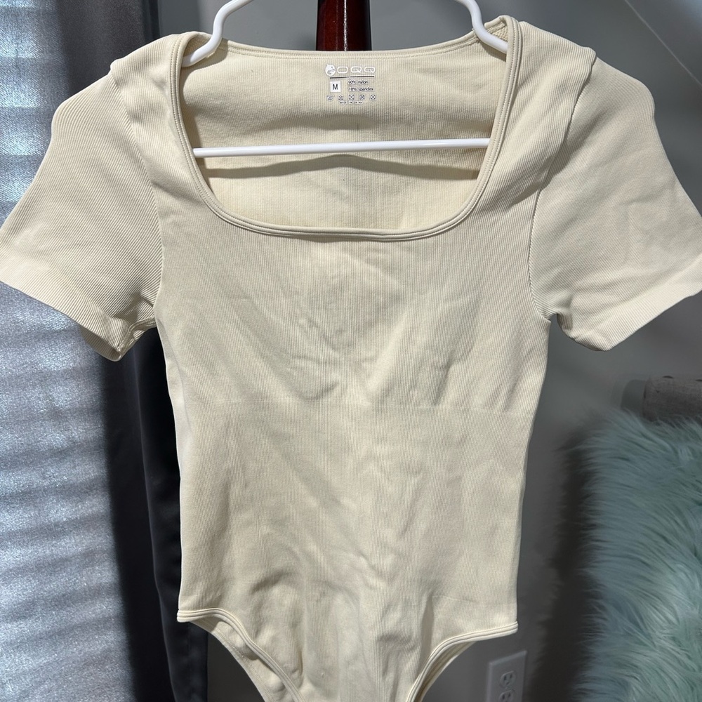 Cream Square Neck Bodysuit
